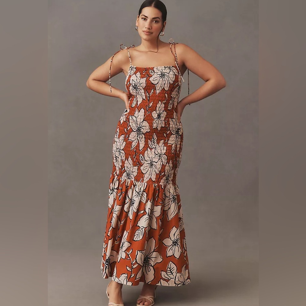 Anthropologie Dhruv Kapoor Smocked Flounce-Hem Dress Women’s Sz‎ XL